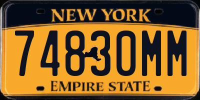 NY license plate 74830MM