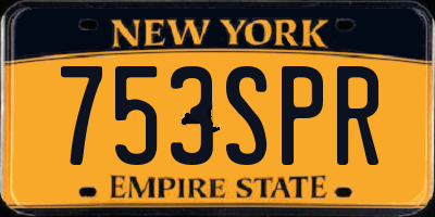 NY license plate 753SPR