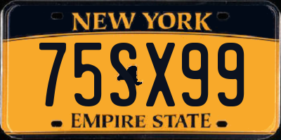 NY license plate 75SX99