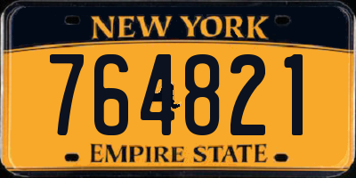 NY license plate 764821