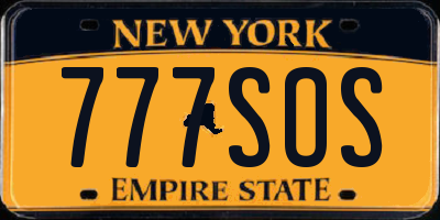 NY license plate 777SOS