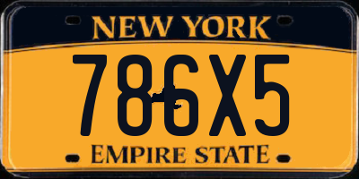 NY license plate 786X5