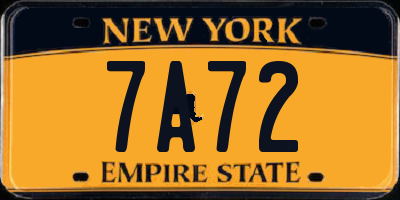 NY license plate 7A72