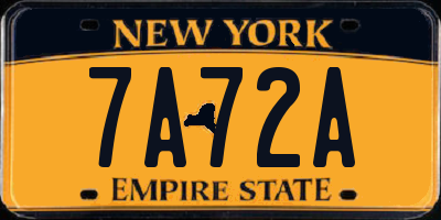 NY license plate 7A72A