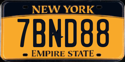 NY license plate 7BND88