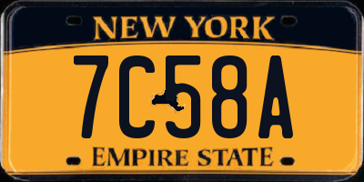 NY license plate 7C58A