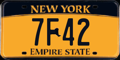 NY license plate 7F42