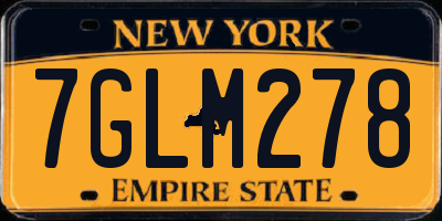 NY license plate 7GLM278