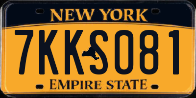 NY license plate 7KKS081