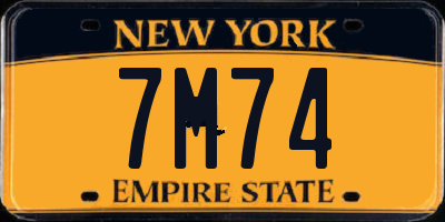 NY license plate 7M74