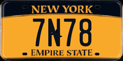 NY license plate 7N78