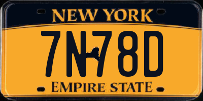 NY license plate 7N78D