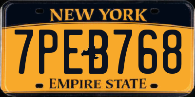 NY license plate 7PEB768