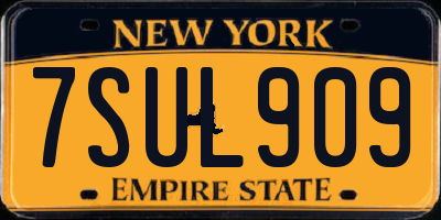 NY license plate 7SUL909