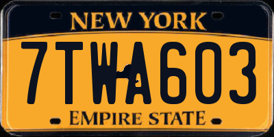 NY license plate 7TWA603