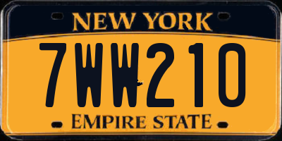 NY license plate 7WW210