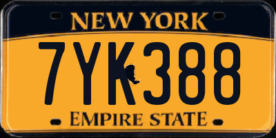 NY license plate 7YK388