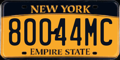 NY license plate 80044MC