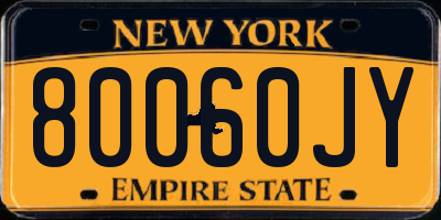 NY license plate 80060JY