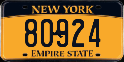 NY license plate 80924