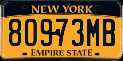 NY license plate 80973MB