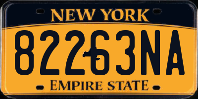 NY license plate 82263NA