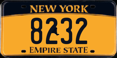 NY license plate 8232