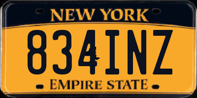 NY license plate 834INZ