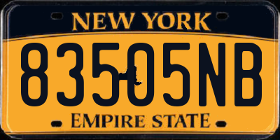 NY license plate 83505NB