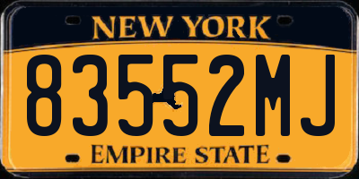 NY license plate 83552MJ