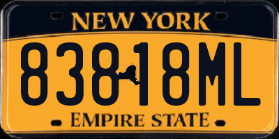 NY license plate 83818ML