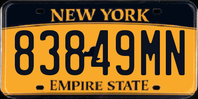 NY license plate 83849MN