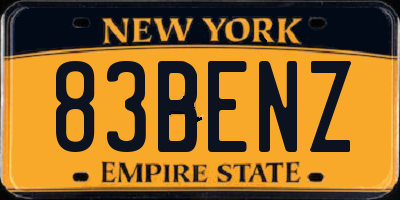 NY license plate 83BENZ