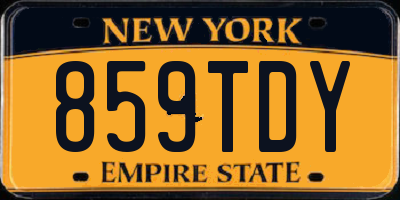 NY license plate 859TDY