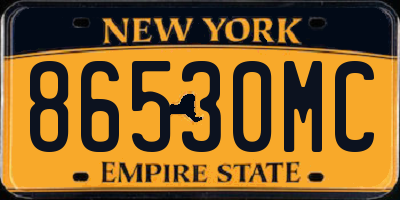 NY license plate 86530MC