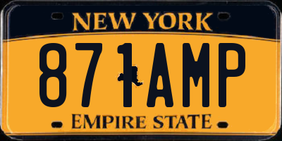 NY license plate 871AMP