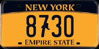 NY license plate 8730