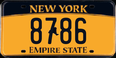 NY license plate 8786