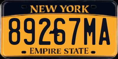 NY license plate 89267MA