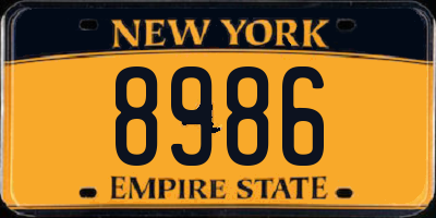 NY license plate 8986