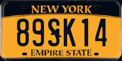 NY license plate 89SK14