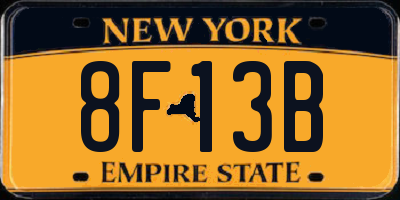 NY license plate 8F13B