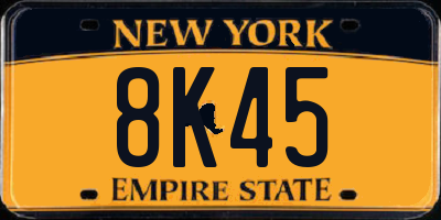 NY license plate 8K45