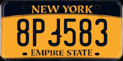 NY license plate 8PJ583