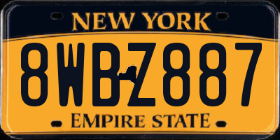 NY license plate 8WBZ887