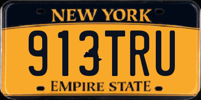 NY license plate 913TRU