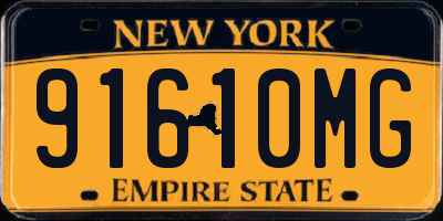 NY license plate 91610MG