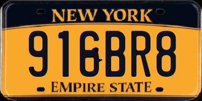 NY license plate 916BR8