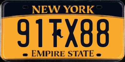 NY license plate 91TX88