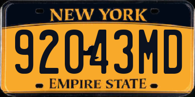 NY license plate 92043MD